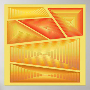 Póster Resumen moderno - 3-d Pirámides, oro