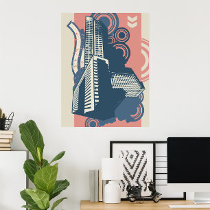 Póster Resumen moderno Antecedentes urbanos Entorno vibra