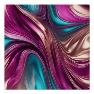 Póster Resumen moderno Arte fluido - Oro turquesa magenta