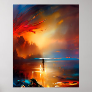 Póster Resumen moderno bellos colores azul oro verde azul