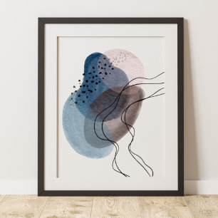 Póster Resumen moderno contemporáneo Art Blue Pink Black