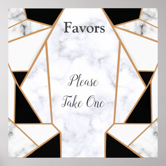 Póster Resumen moderno de oro negro sobre mármol blanco (Frente)