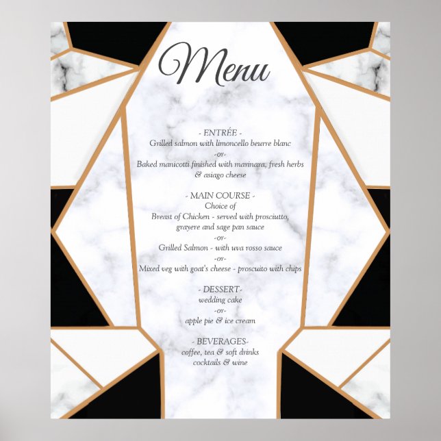 Póster Resumen moderno de oro negro sobre mármol blanco (Frente)