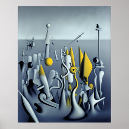 Póster Resumen moderno Formas amarillas off blancas