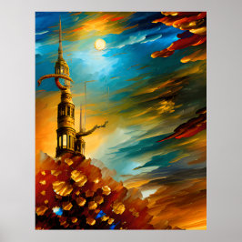 Póster Resumen moderno hermoso Poster de oro verde azulad