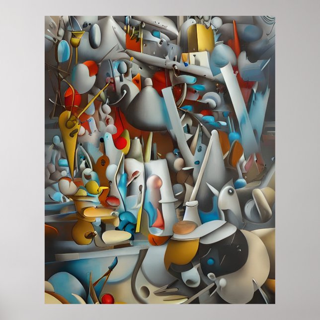 Póster Resumen moderno leer azul amarillo blanco (Frente)