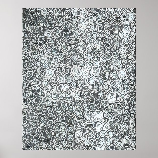 Póster Resumen moderno Líneas blancas negras lineales (Frente)