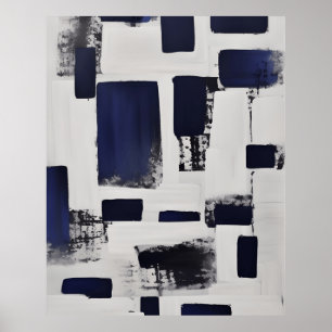 Póster Resumen moderno Poster de formas lineales negras e