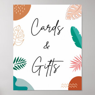 Póster Resumen moderno Rótulo de tarjetas y regalos tropi