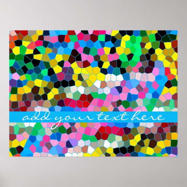 Póster Resumen Mosaico rosa azul de vidrio manchado color (Frente)