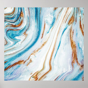 Póster Resumen Ocean Luxury Marble Swirls