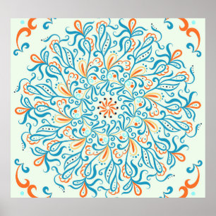 Póster Resumen Ornamento Cerámico Patrón de mosaico