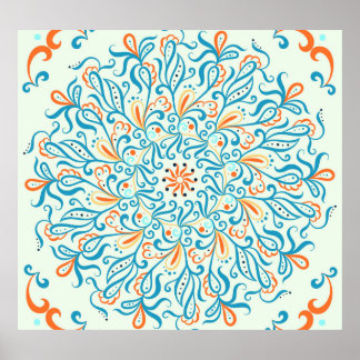 Póster Resumen Ornamento Cerámico Patrón de mosaico