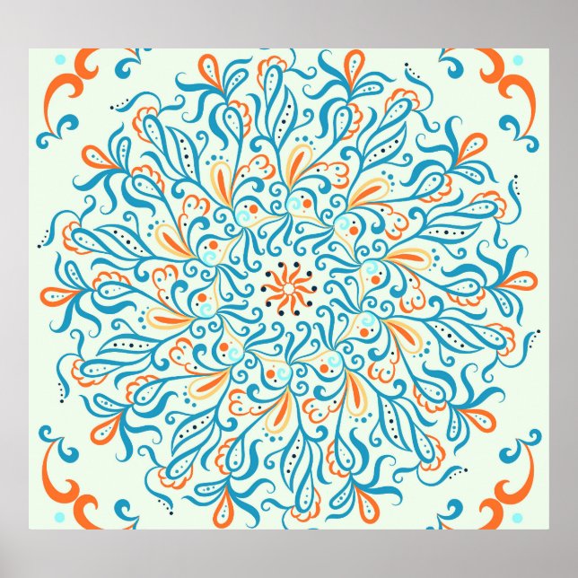 Póster Resumen Ornamento Cerámico Patrón de mosaico (Frente)