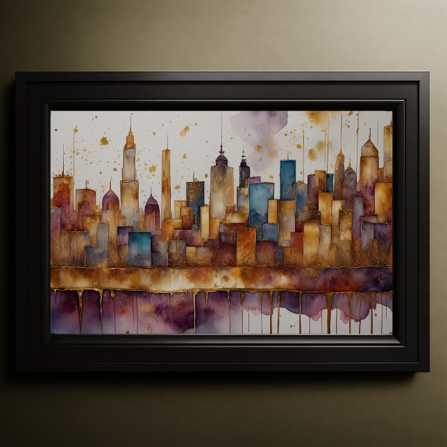 Póster Resumen Paintaje acuático Paintaje de oro Paisaje  (Subido por el creador)
