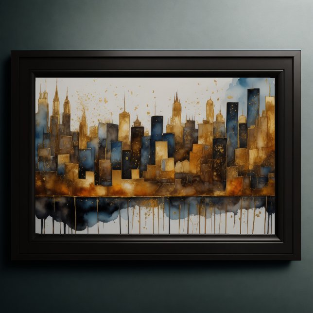 Póster Resumen Paintaje acuático Paintaje de oro Paisaje  (Subido por el creador)