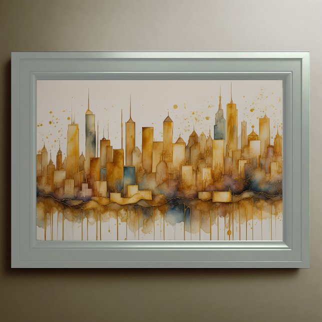 Póster Resumen Paintaje acuático Paintaje de oro Paisaje  (Subido por el creador)