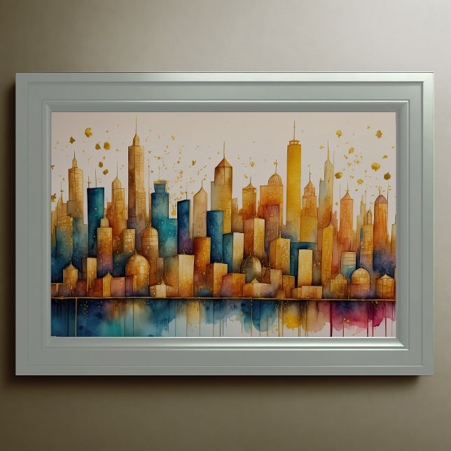 Póster Resumen Paintaje acuático Paintaje de oro Paisaje  (Subido por el creador)