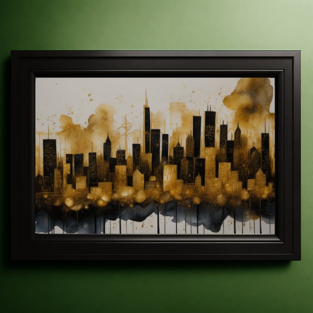 Póster Resumen Paintaje acuático Paintaje de oro Paisaje  (Subido por el creador)