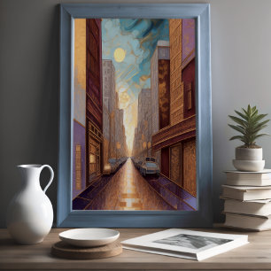 Póster Resumen Paintaje acuático Paintaje de oro Paisaje