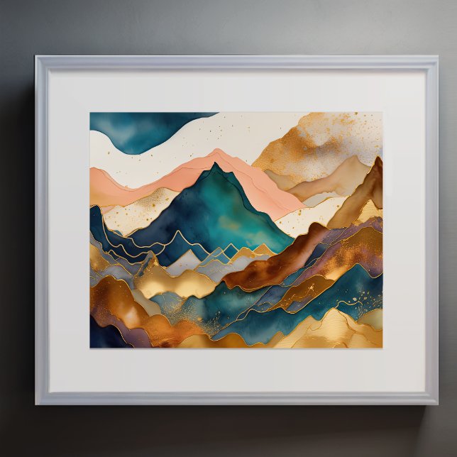 Póster Resumen Paintaje paisajístico Peach Gold Peach Blu (Subido por el creador)