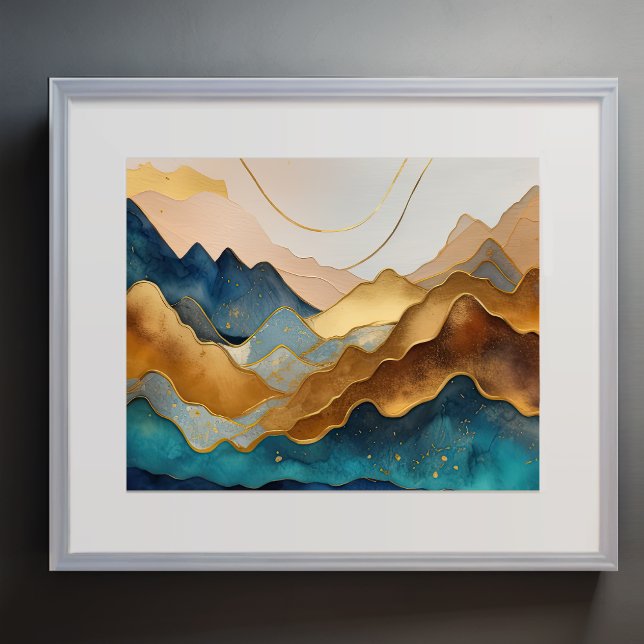 Póster Resumen Paintaje paisajístico Peach Gold Peach Blu (Subido por el creador)