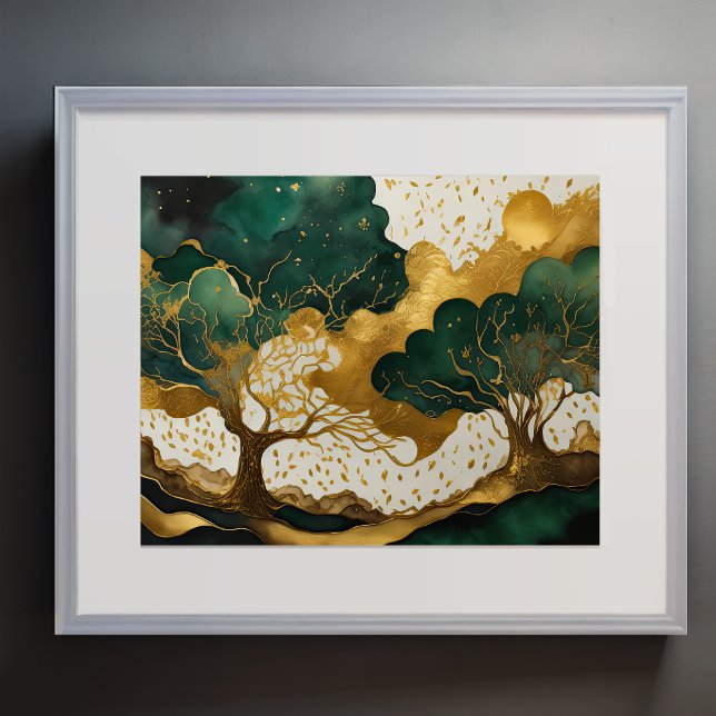 Póster Resumen Paisaje Paintaje Dorado Verde (Subido por el creador)