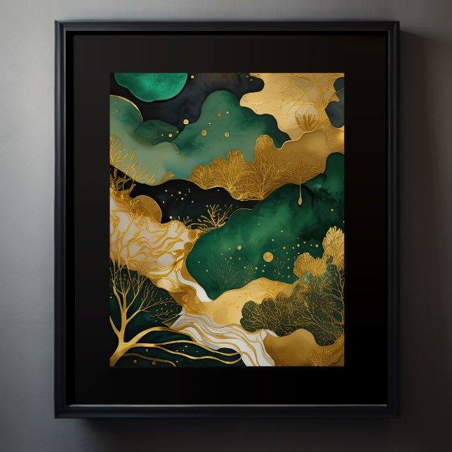 Póster Resumen Paisaje Paintaje Dorado Verde II (Subido por el creador)