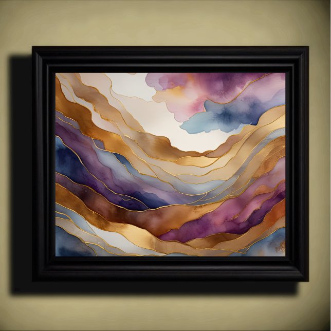 Póster Resumen Paisaje Paintaje Púrpura Azul Dorado (Subido por el creador)