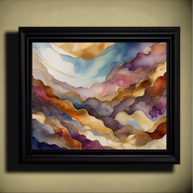 Póster Resumen Paisaje Paintaje Púrpura Azul Dorado (Subido por el creador)