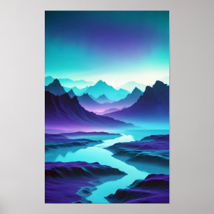 Póster Resumen Paisaje Paisaje Montañas Valle Escenario N