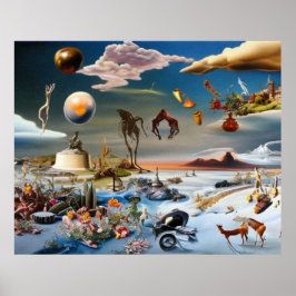 Póster Resumen paisaje surrealista moderno objetos primos