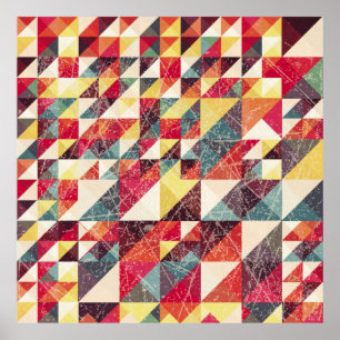 Póster Resumen, patrón de fondo geométrico vintage, color