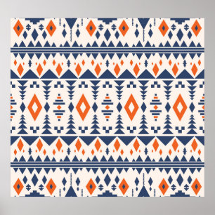 Póster Resumen Patrón geométrico azteca, sin costuras.