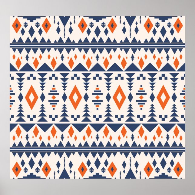 Póster Resumen Patrón geométrico azteca, sin costuras. (Frente)