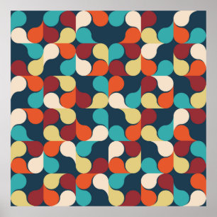 Póster Resumen Patrón geométrico con hojas, gotas. Col