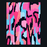 Póster Resumen pop rosado<br><div class="desc">Audaz arte digital en tonos rosa,  azul y negro.</div>