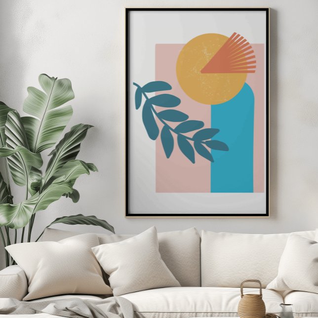 Póster Resumen poster azul arca geométrica boho amarillo (Subido por el creador)