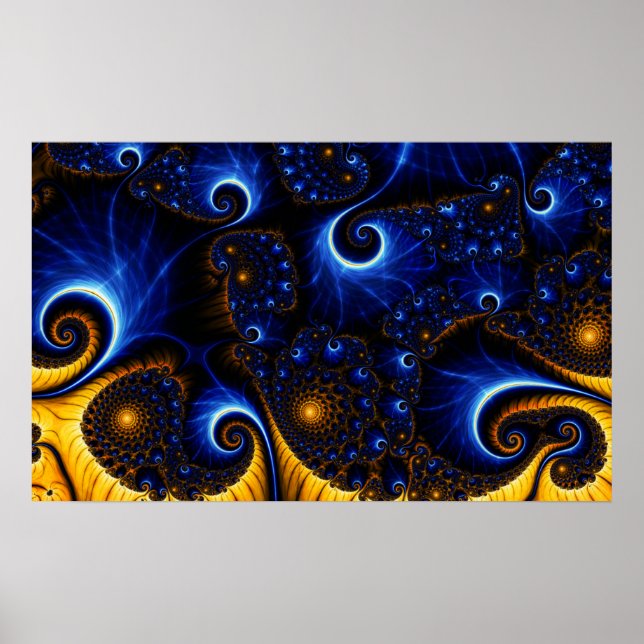 Póster Resumen Poster azul de cielo fractal (Frente)