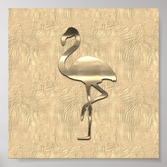 Póster Resumen Poster de Collage de Flamingo de Oro (Frente)