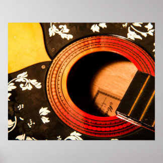 Póster Resumen Poster de guitarra floral