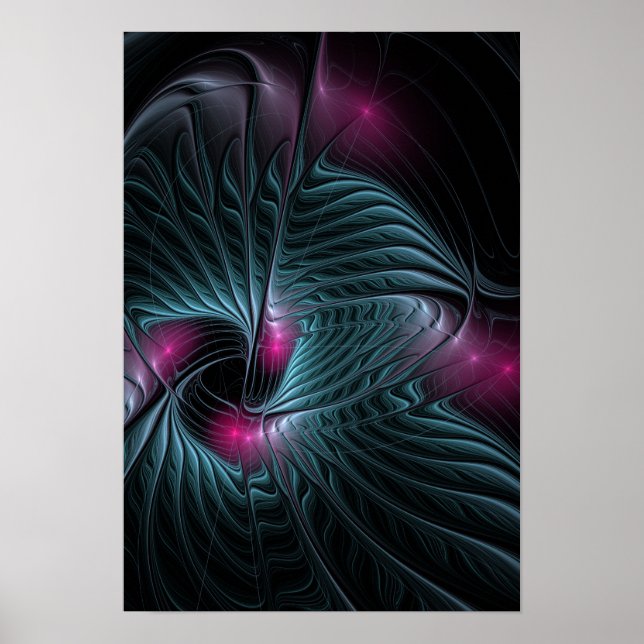 Póster Resumen Poster Fractal Colorida Fantasía (Frente)