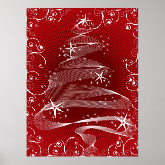 Póster Resumen Poster Red X'mas Tree & Swirls