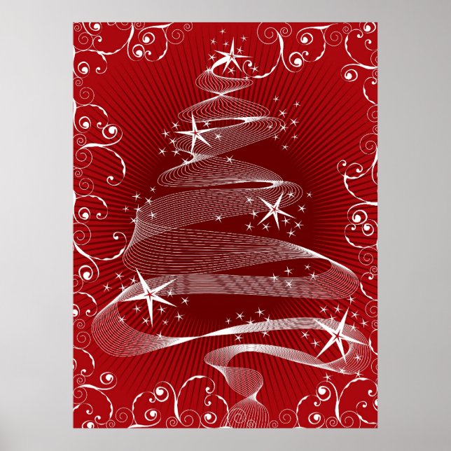 Póster Resumen Poster Red X'mas Tree & Swirls (Frente)