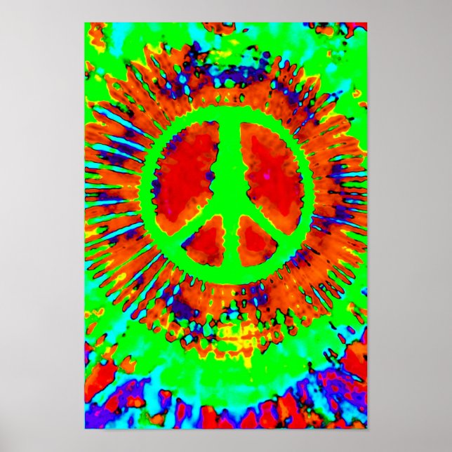 Póster Resumen Psicodélico Signo de paz de tinte (Frente)