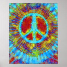 Póster Resumen Psicodélico Signo de paz de tinte