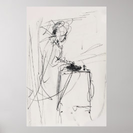 Póster Resumen Retrato DJ Retrato Esbozo Vintage - Premiu