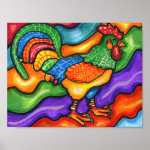 Póster Resumen Rooster Bird Animal Colorum Art