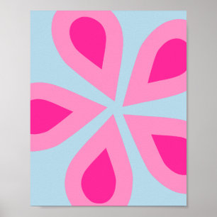 Póster Resumen Rosa Floral Y Azul