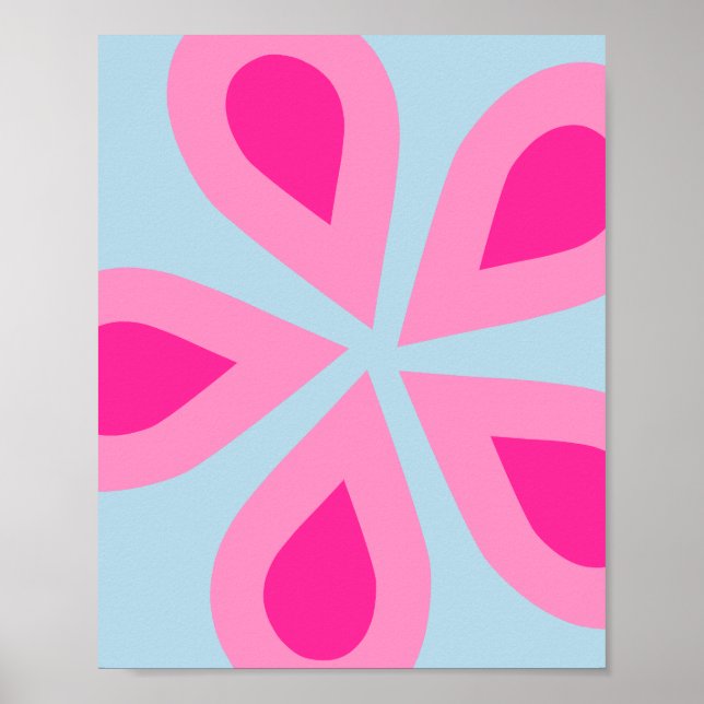 Póster Resumen Rosa Floral Y Azul (Frente)